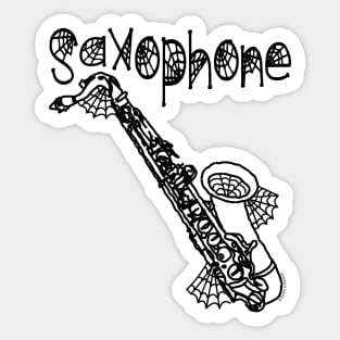 Saxophone Halloween Cobwebs Sticker